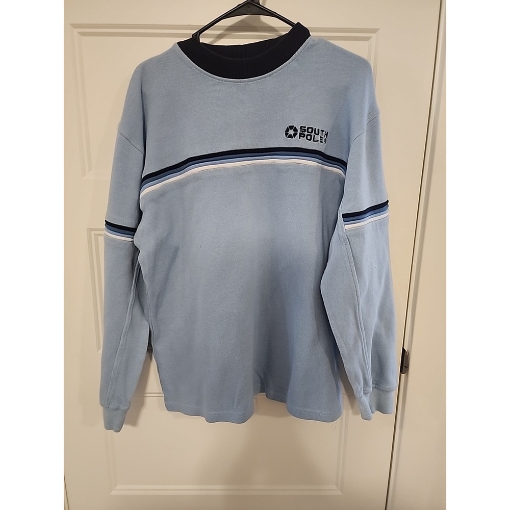 Y2k South Pole Mens‎ 100% Cotton Sweater Large Long Sleeve Blue